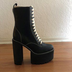 Dolls Kill Black Lace up platform boots